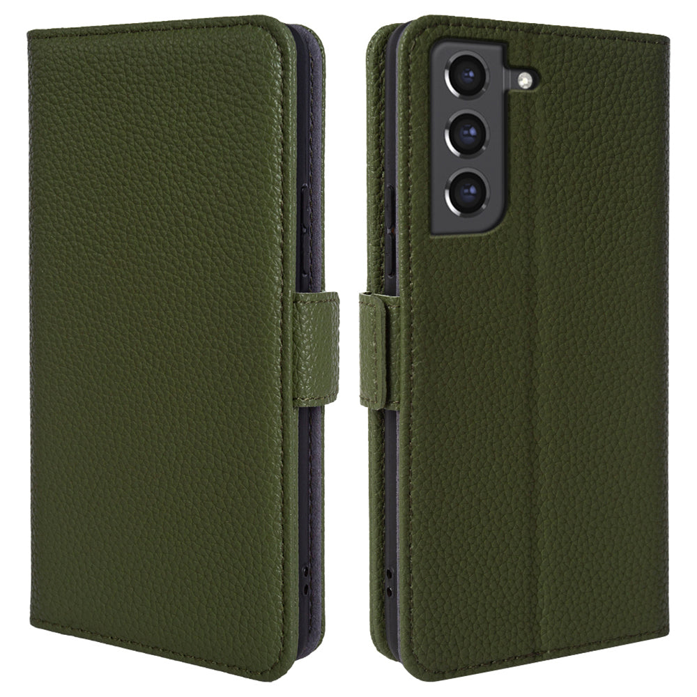 For Samsung Galaxy S21 FE 5G Genuine Cow Leather Fall-proof Cover Litchi Texture Stand Wallet Phone Case For Samsung Galaxy S21 FE 5G Genuine Cow Leather Fall-proof Cover Litchi Texture Stand Wallet Phone Case
